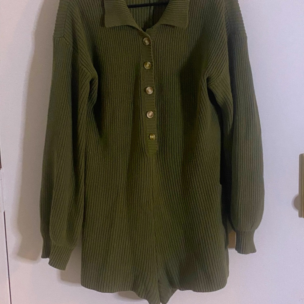 Forest Green Short Sweater Romper